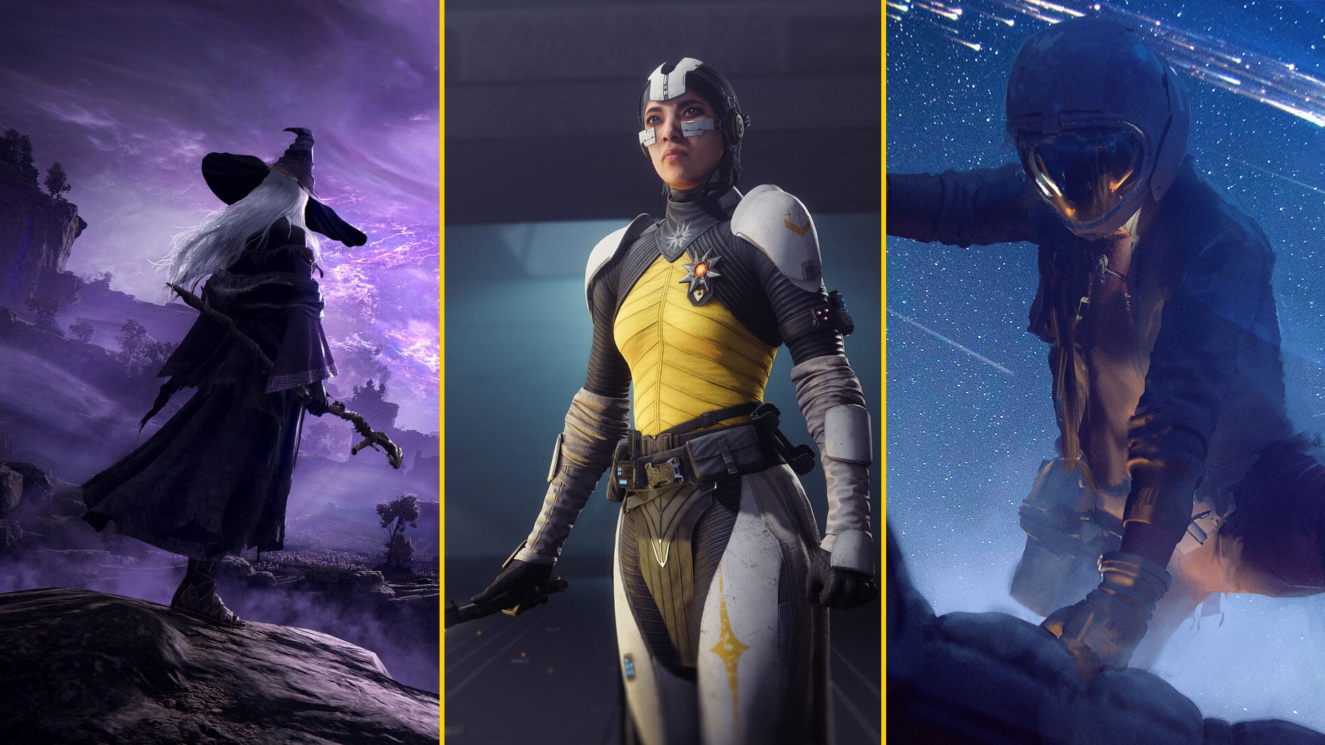 Characters from Nightreign, Destiny 2, and Arc Raiders are arranged in a collage.