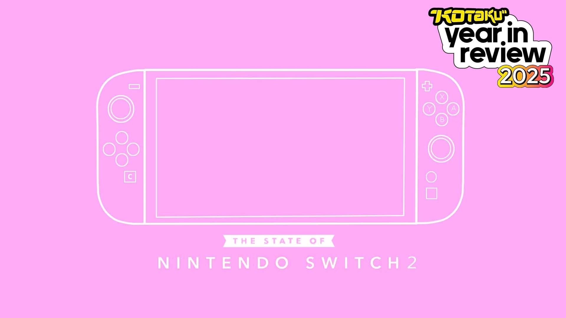 A Switch 2 outline is displayed against a pink background.