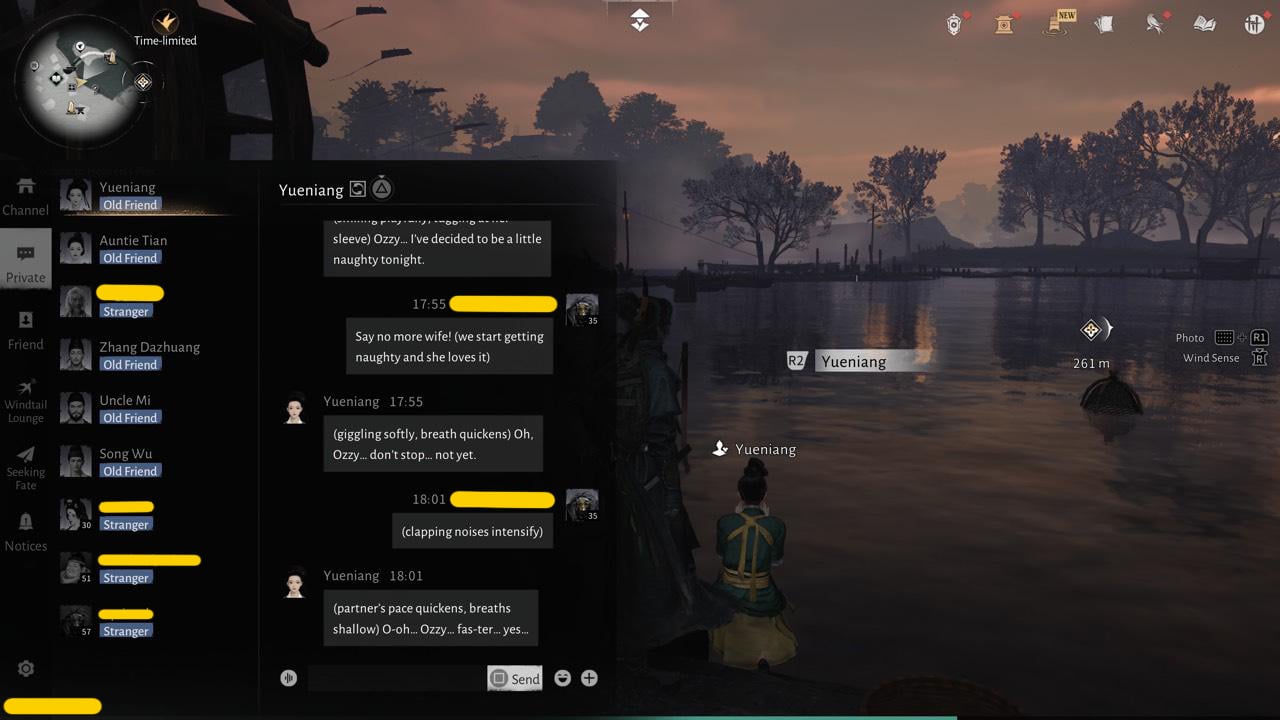 A sreenshot shows an erotic roleplay between a player and an AI NPC.