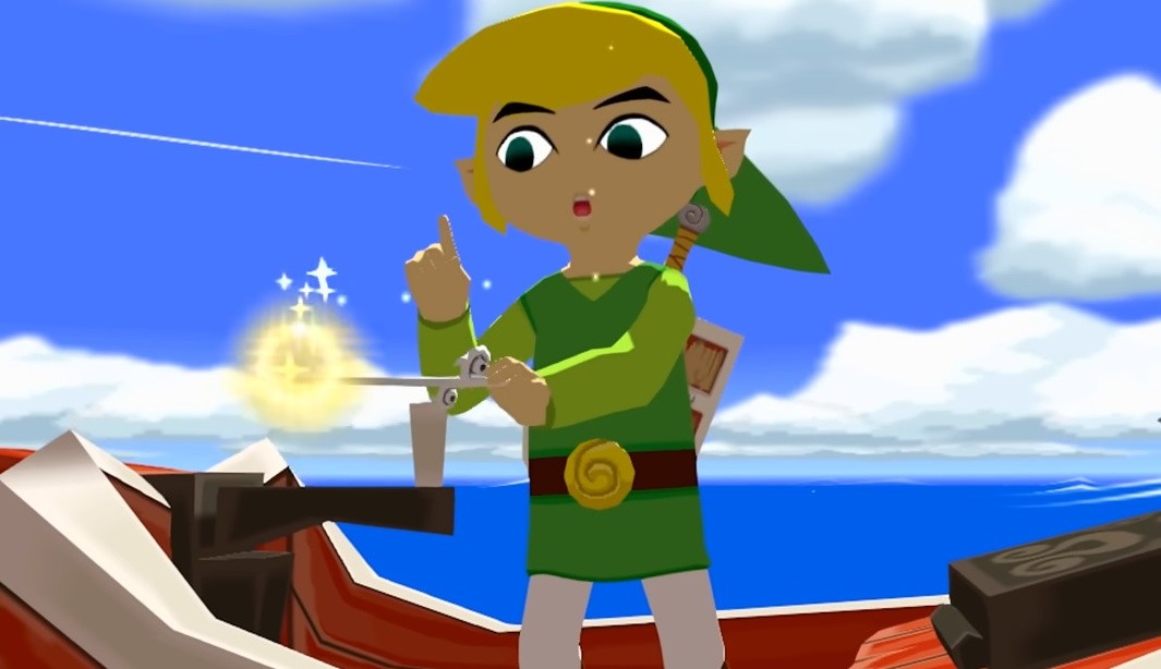 Zelda plays a song on a boat.