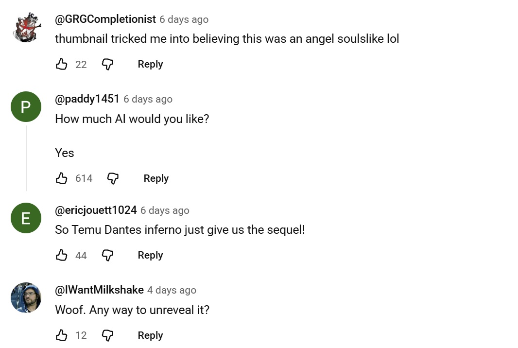 A screenshot shows comments on YouTube.