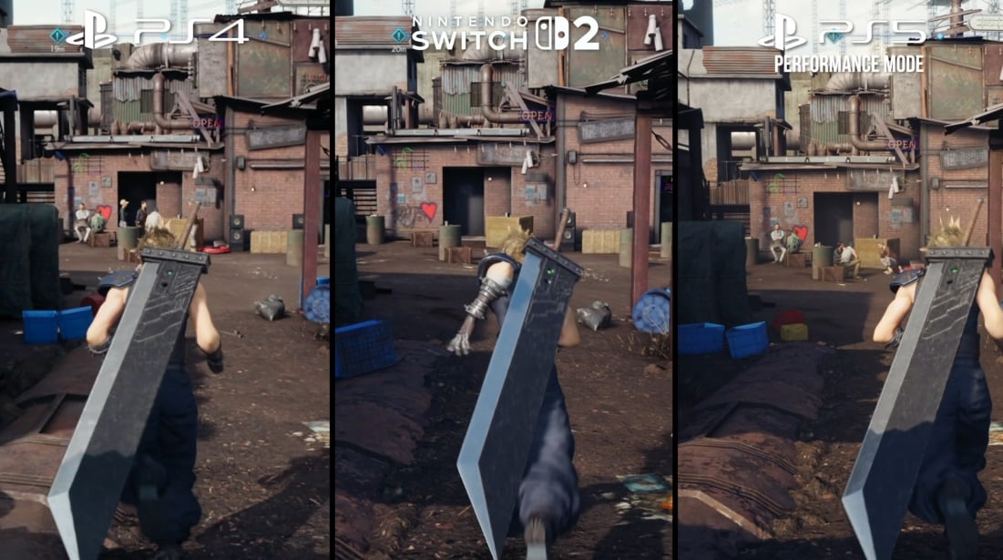 A comparison shows the game running across different platforms.