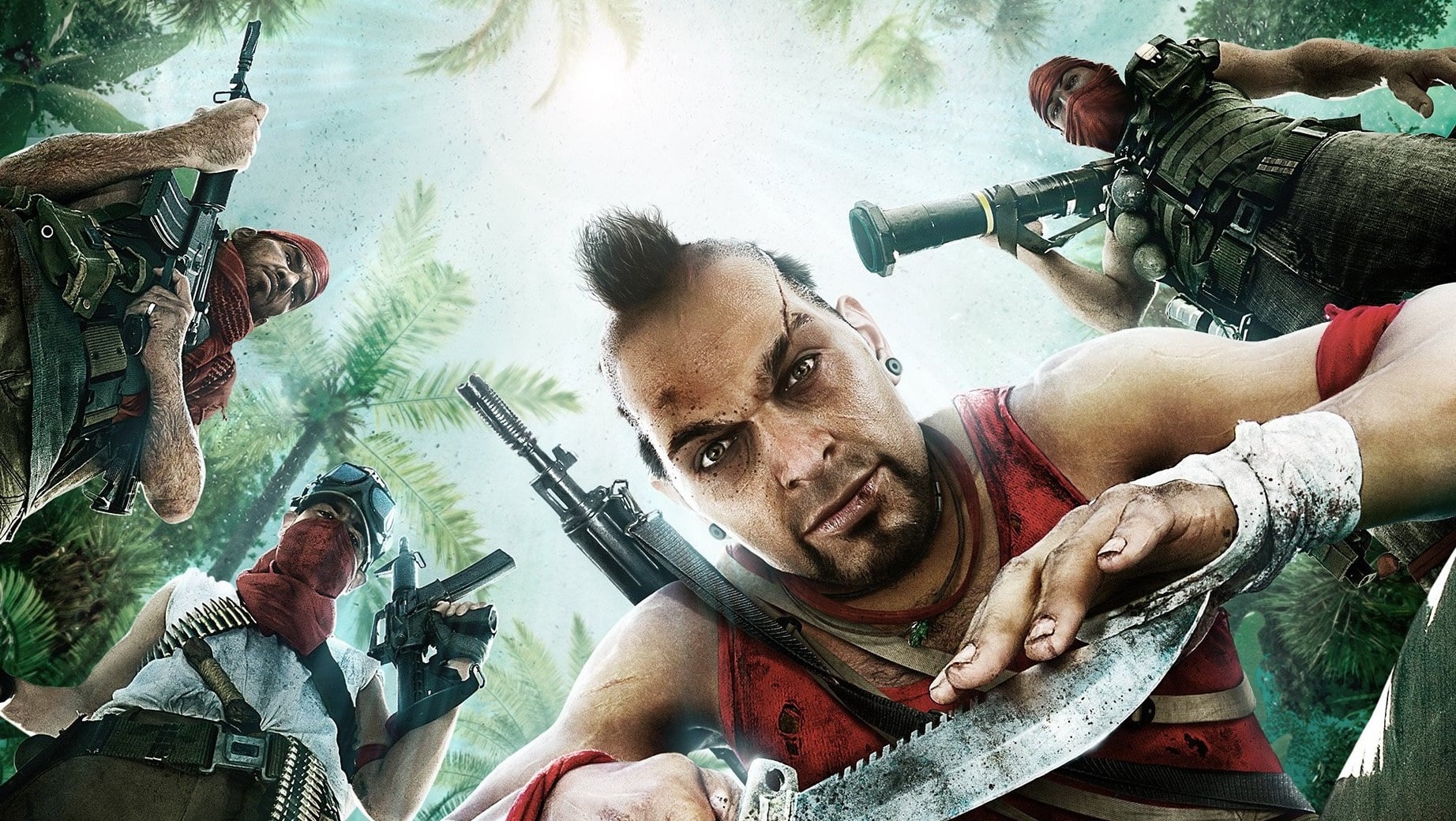Vaas looks down at the player in the jungle.