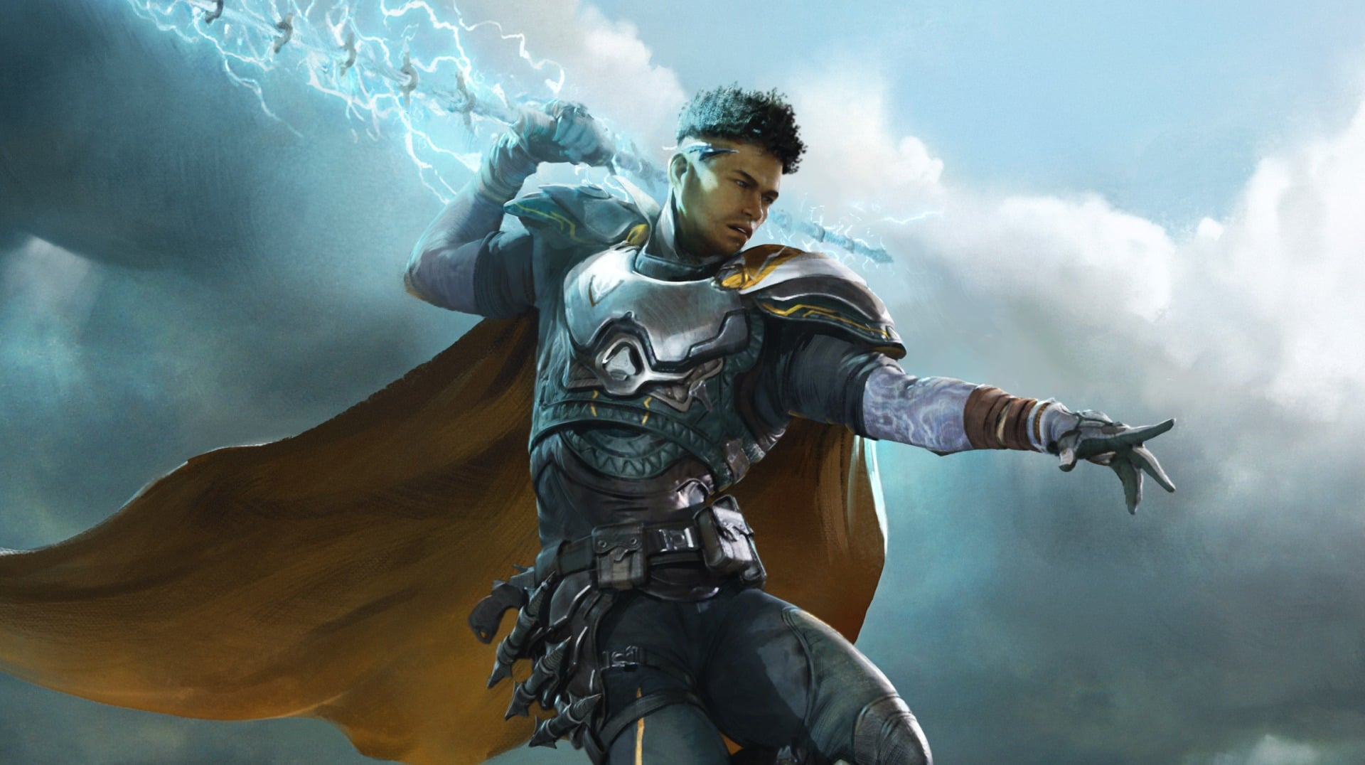 A man throws a bolt of lightning.