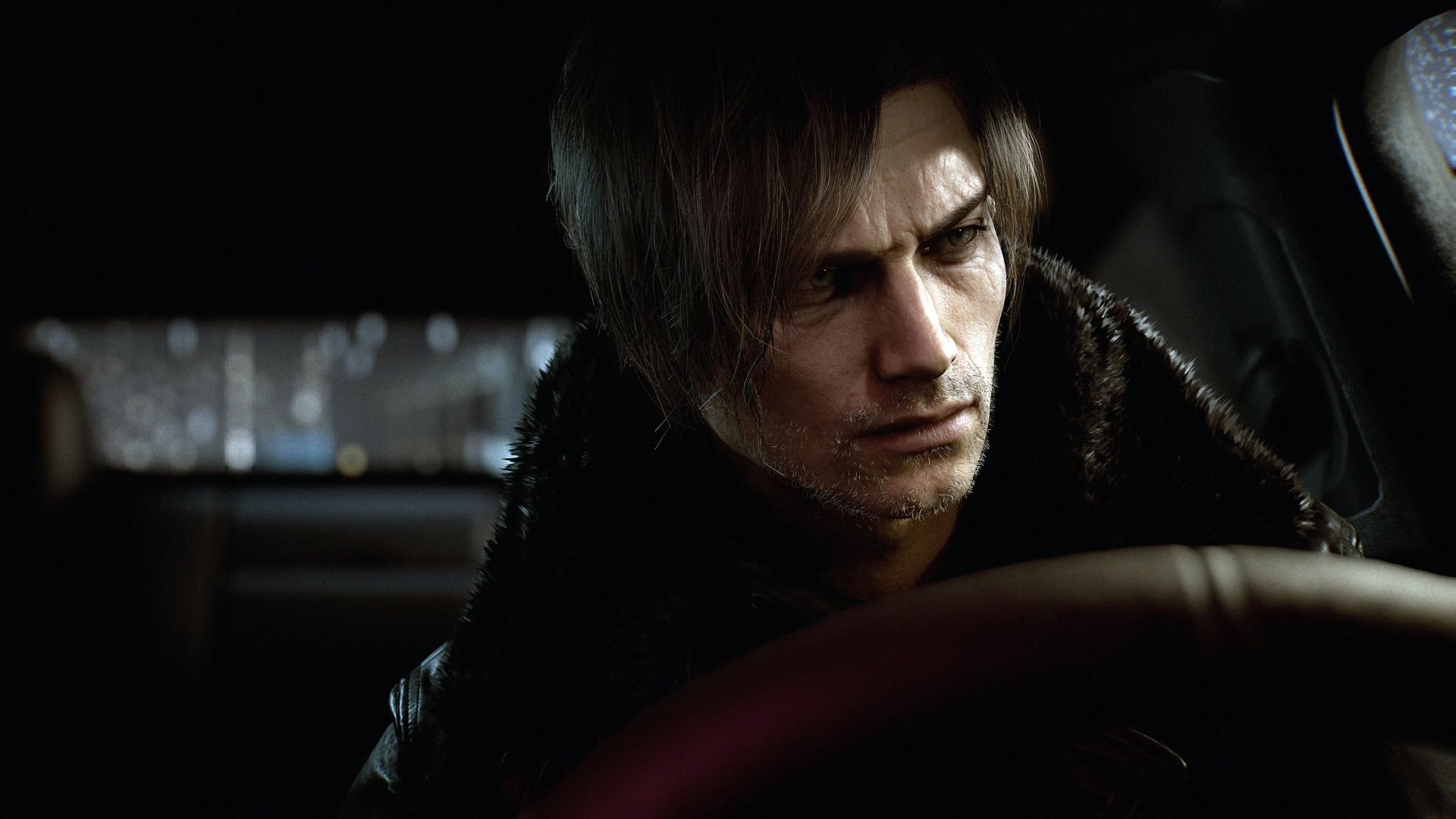 Leon drives a car.