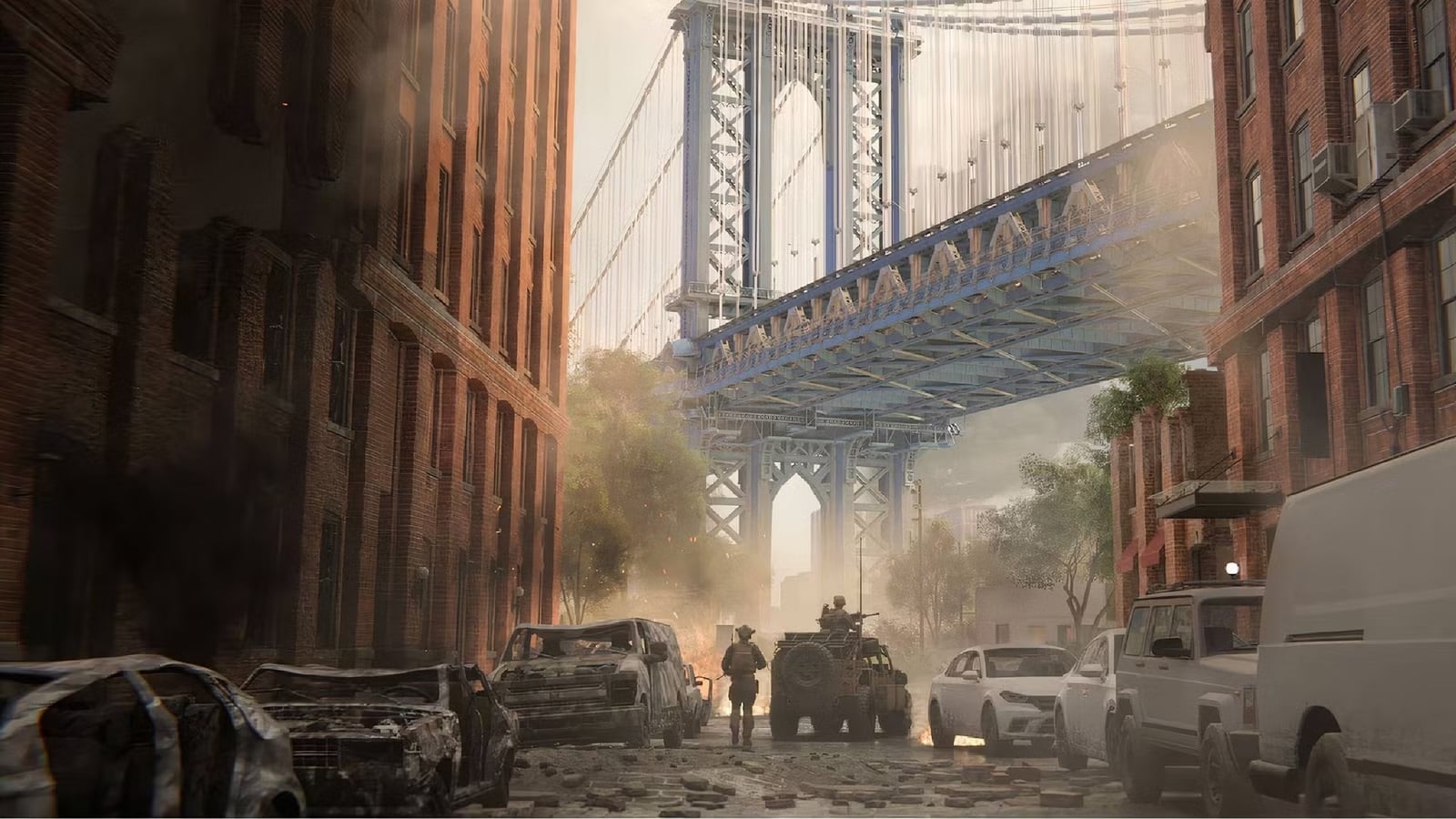 Soldiers fight in Brooklyn. 