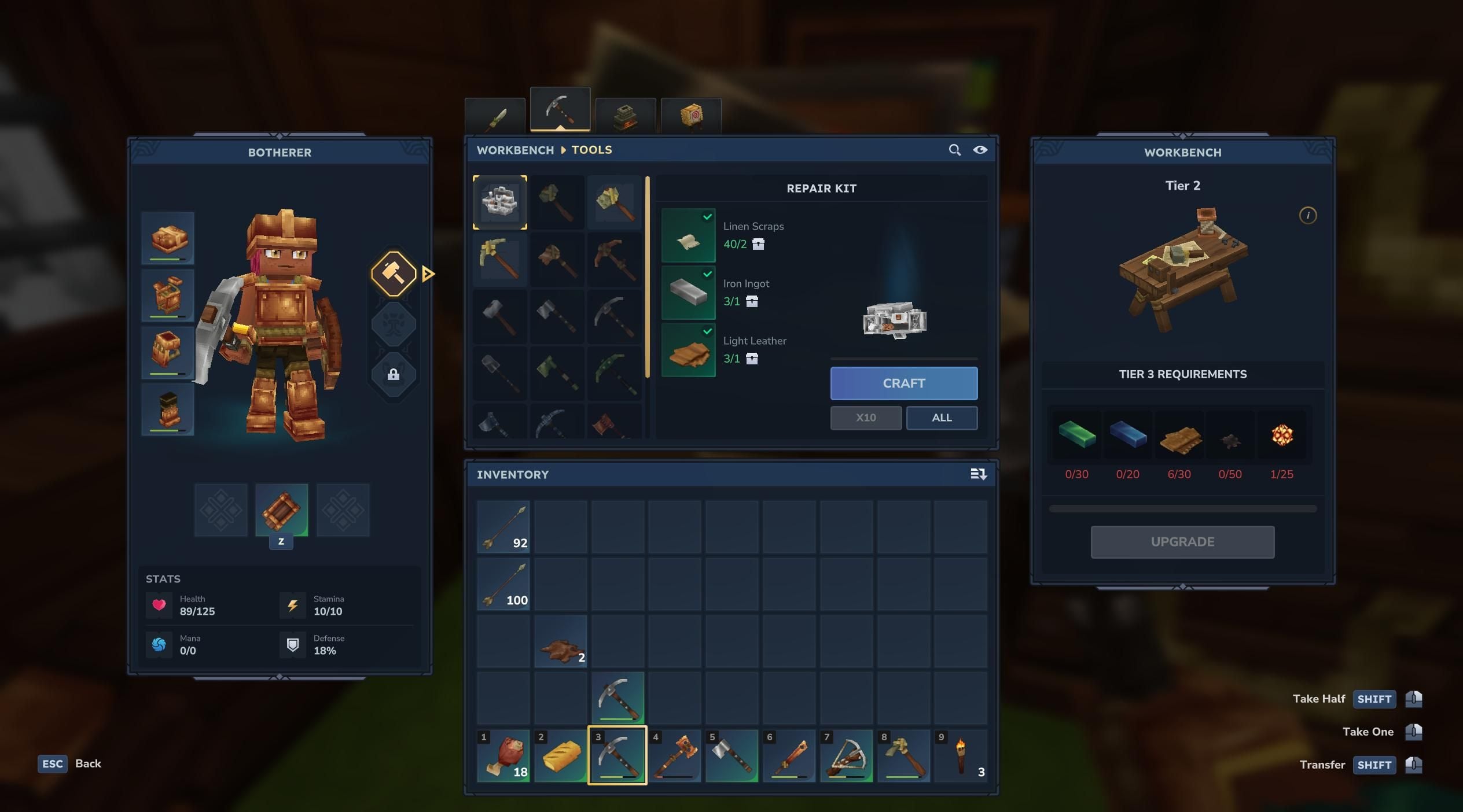 The crafting screen.