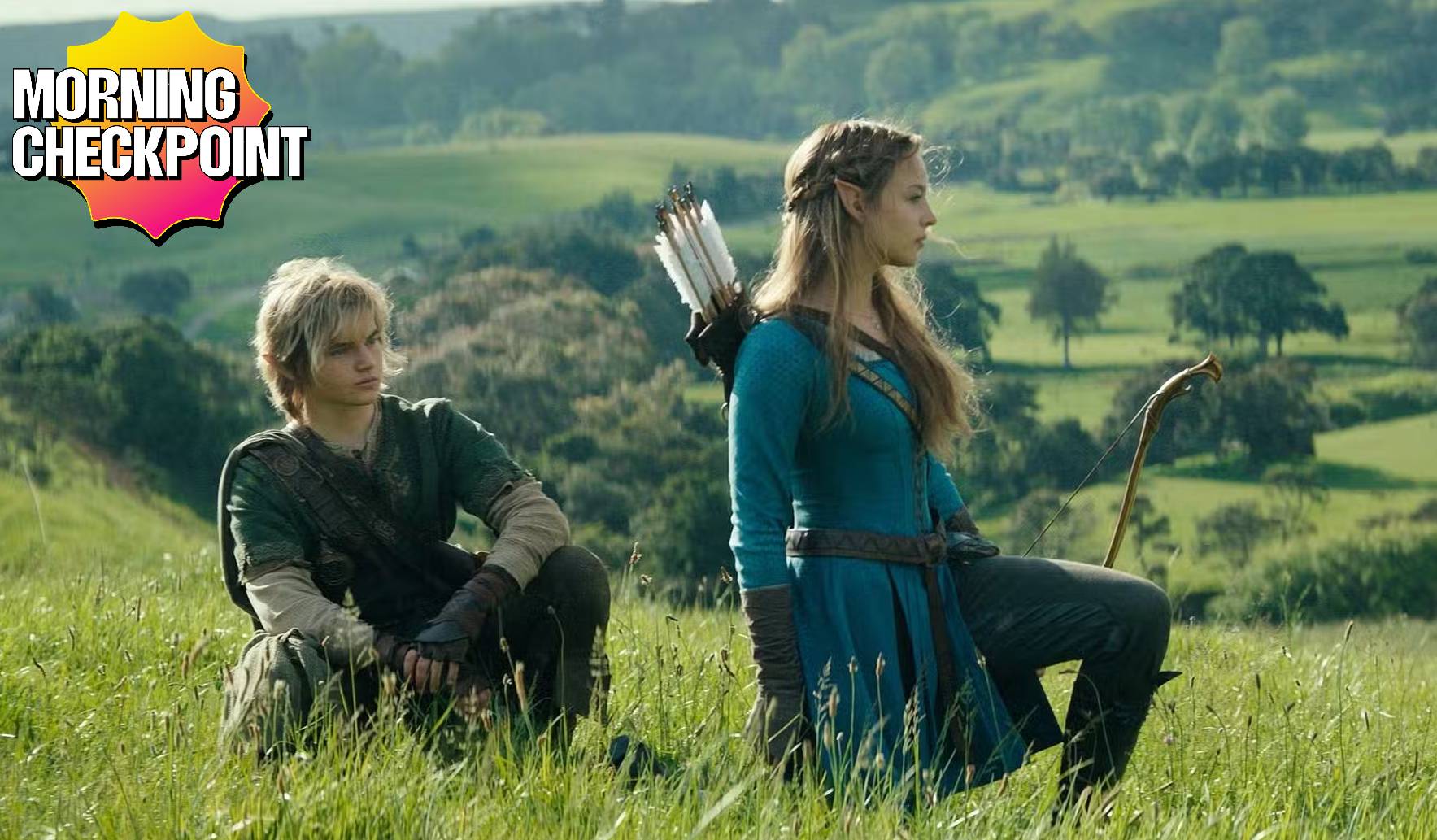 Link and Zelda appear in a field.