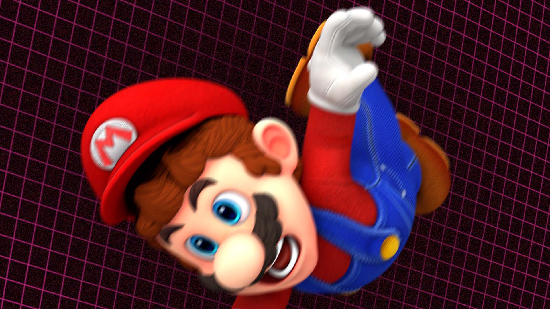 Mario falls through the darkness.