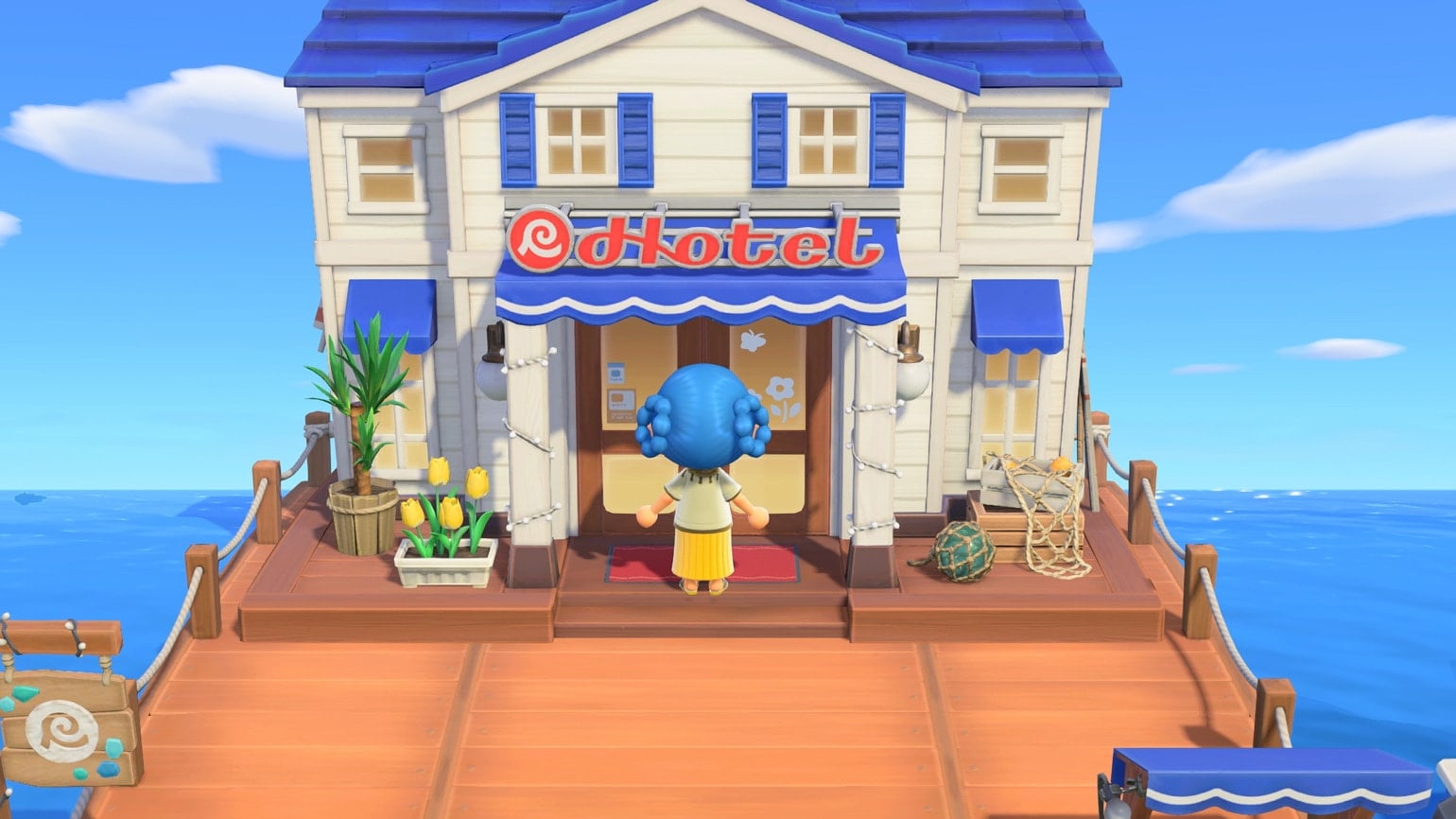 Animal Crossing: New Horizons screenshot showing the new hotel