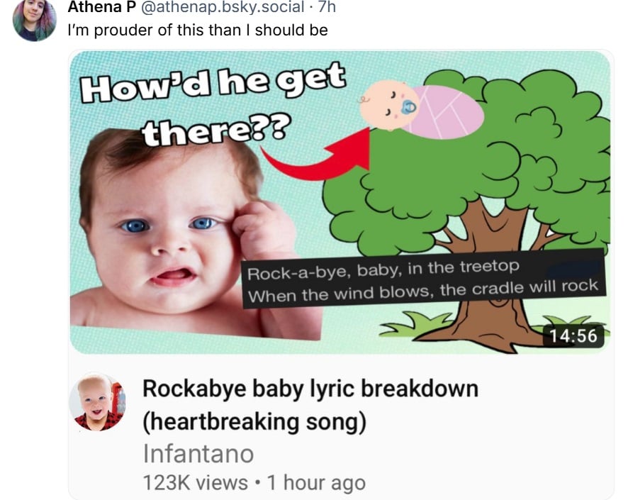 A baby questions a lullaby. 