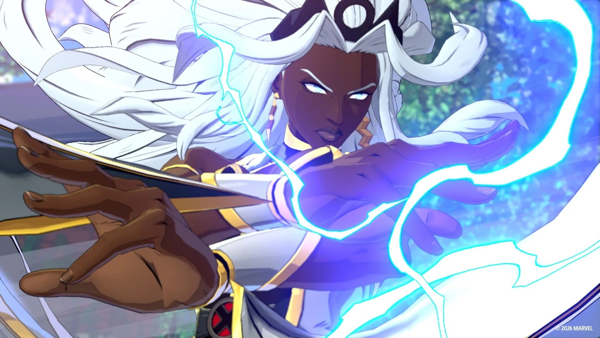 Screenshot from Marvel Tokon: Fighting Spirits featuring a close up of Storm.