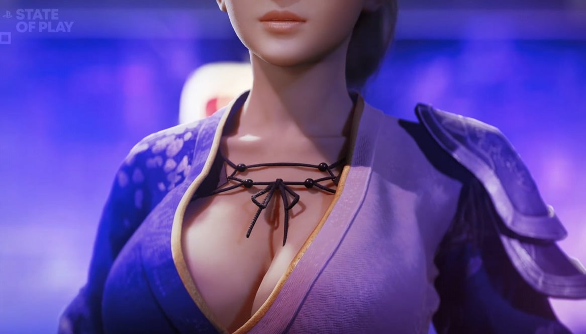 A Dead or Alive 7 fighter appears from the neck down.