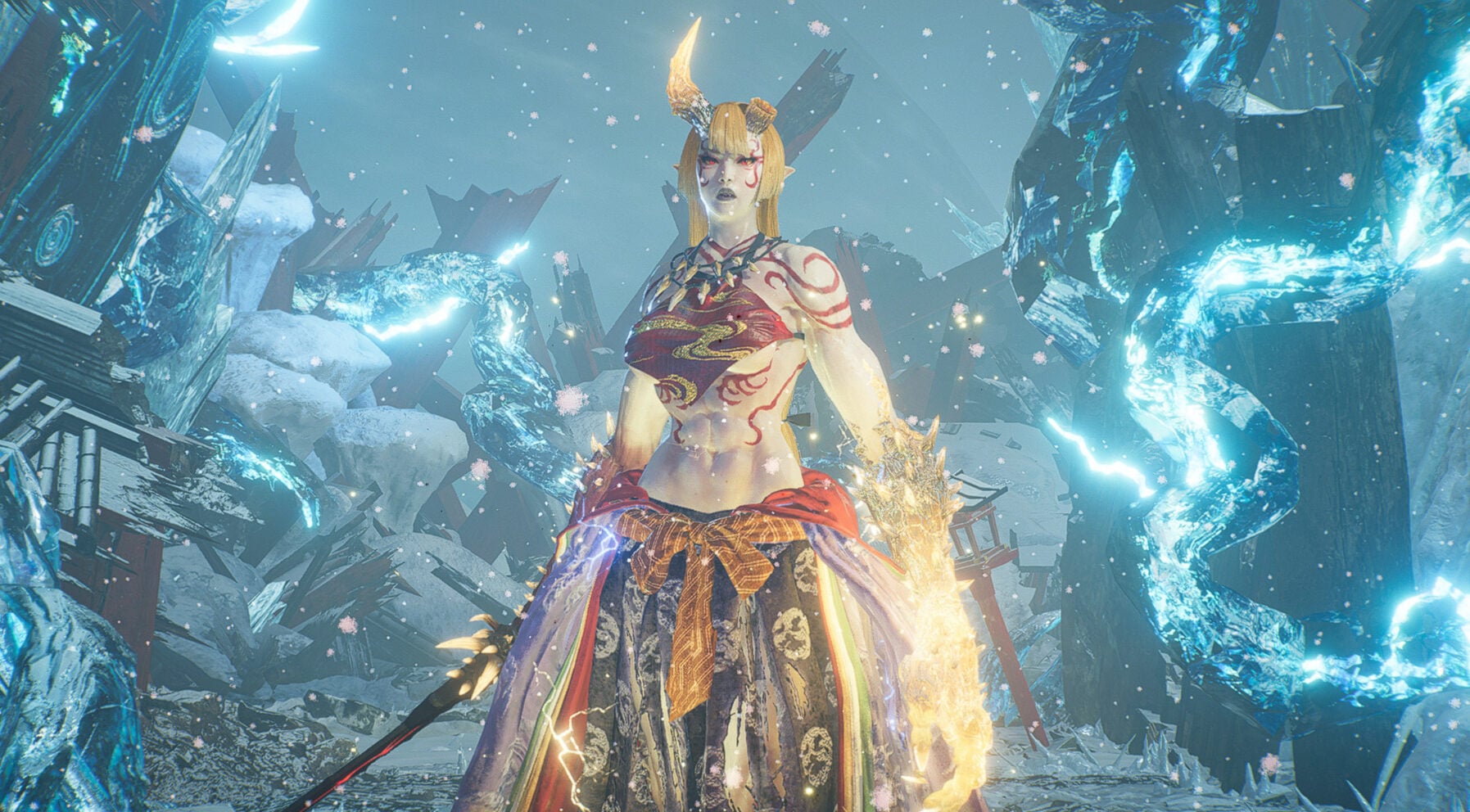 A mysterious women appears with blue magic.