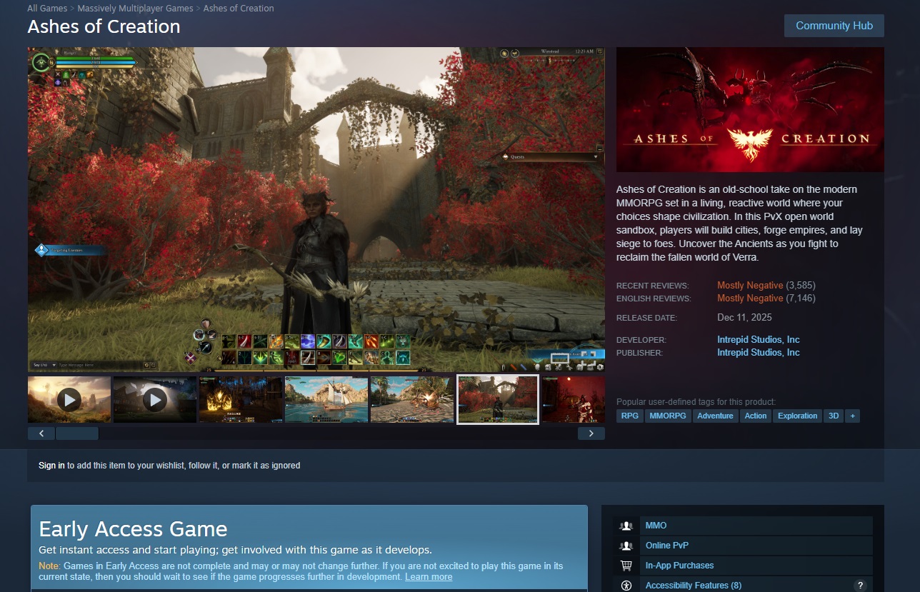 A screenshot shows a game on Steam. 