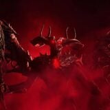 A demonic figure appears in a red mist.