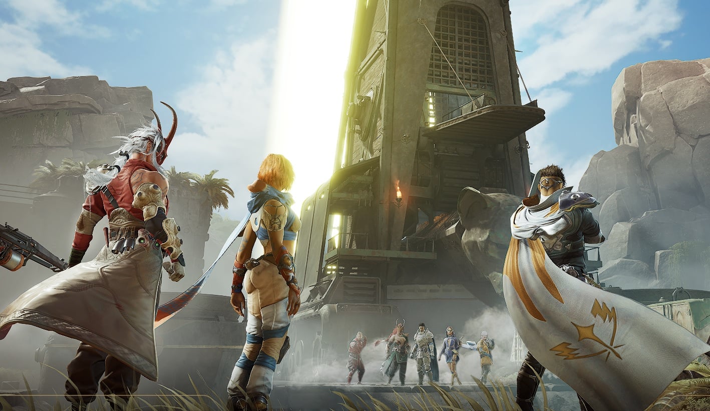 Wardens look at a siege tower.