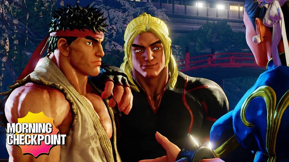 Ryu and Ken talk to Chun-Li.