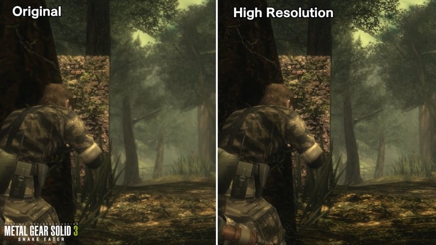 A comparison shows new resolutions on Metal Gear Solid 3.