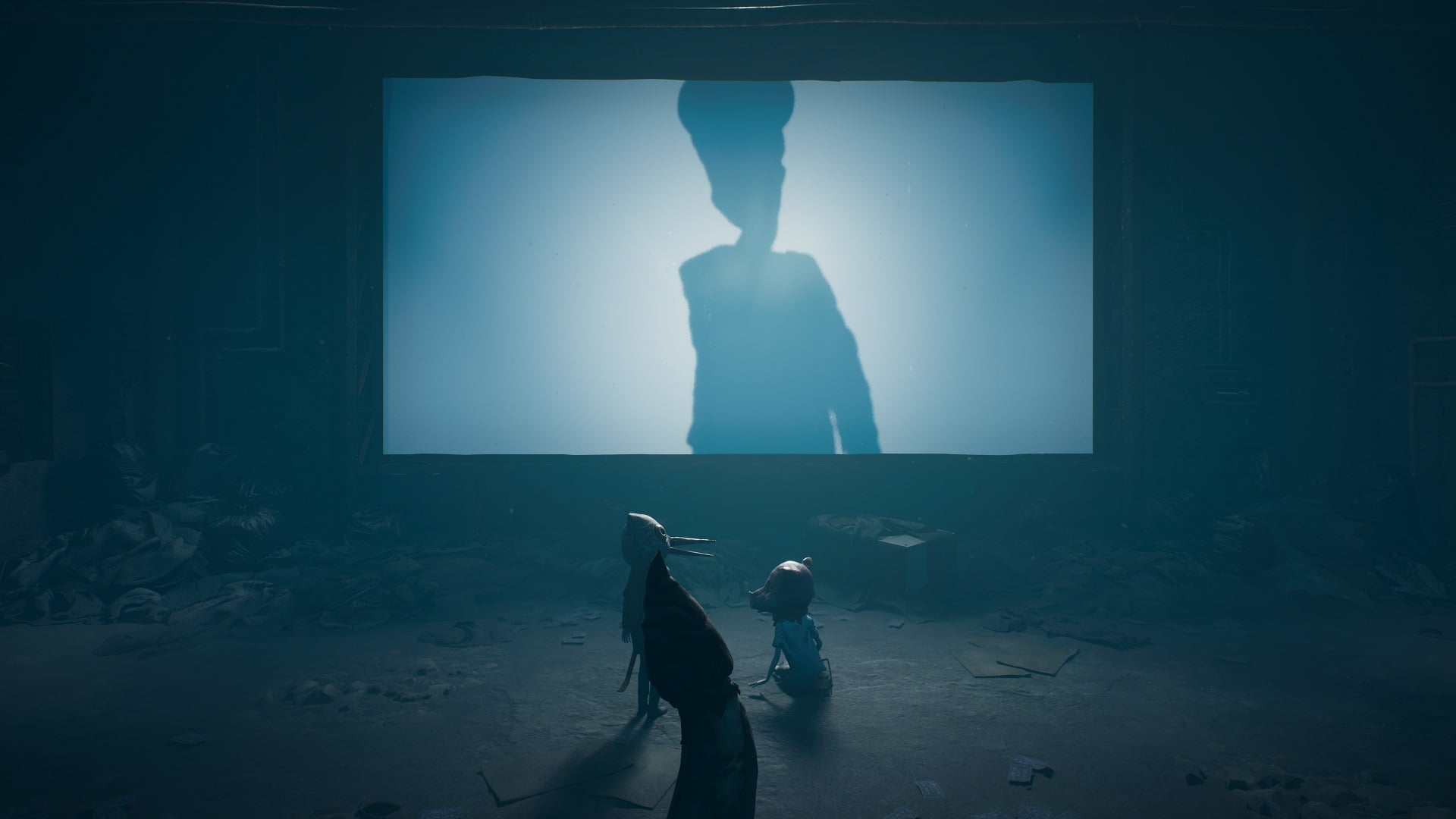 A sniffer appears behind a movie screen.