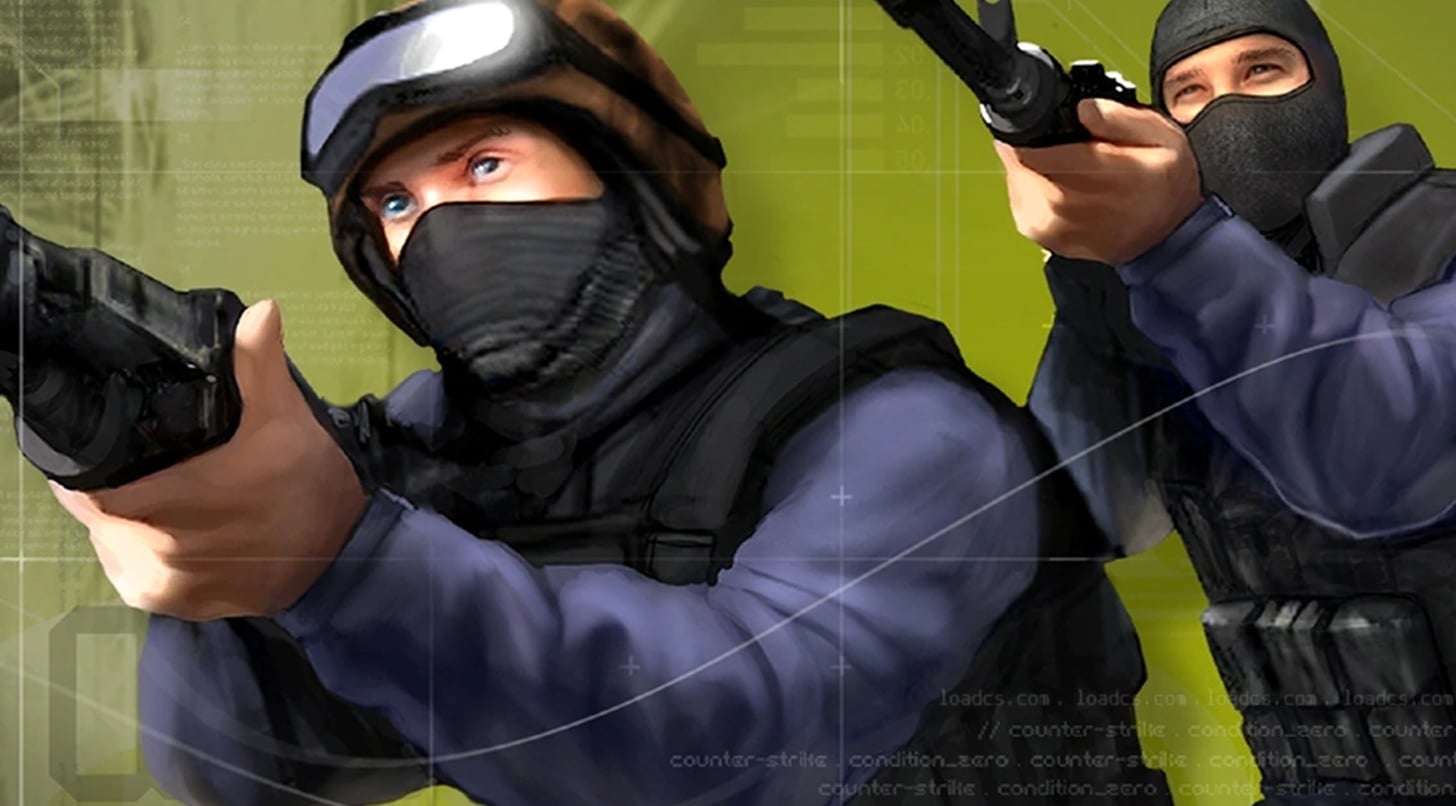 Art shows the original Counter-Strike characters.