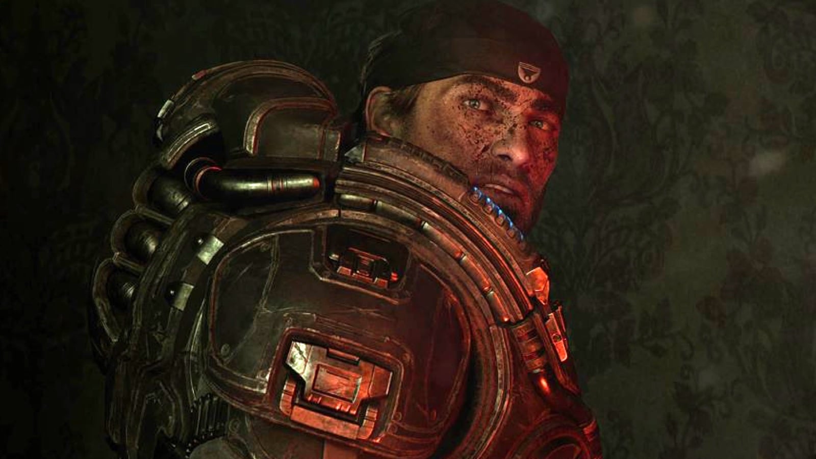 Marcus Fenix looks back in horror.