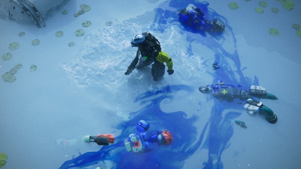 A Rook examines dead robots.