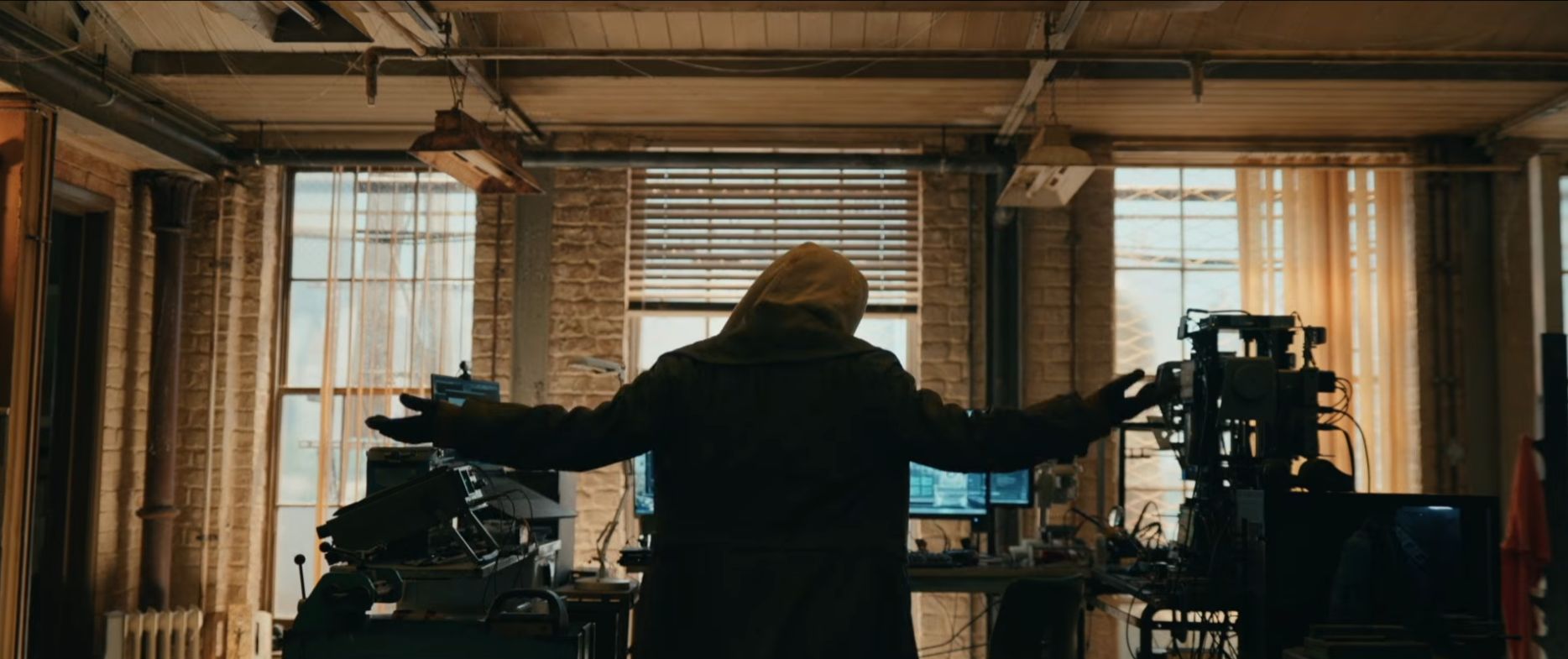 Sadie Sink in a hood.