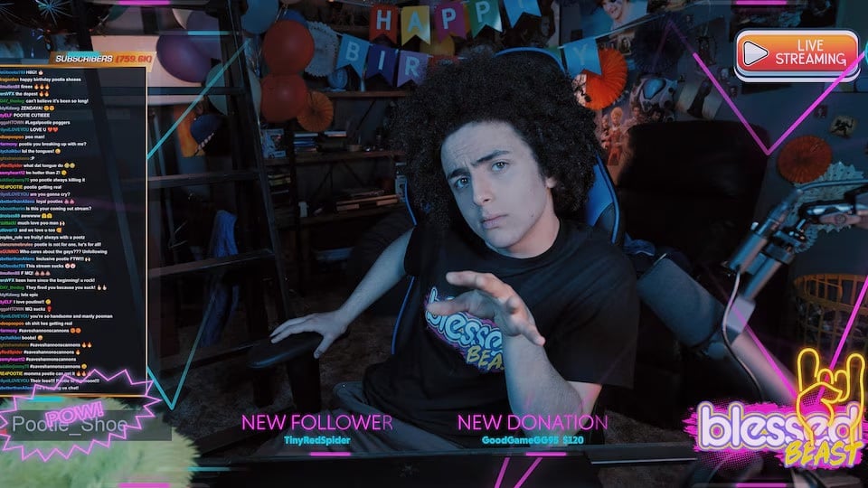 A kid streams to his followers in a TV show.