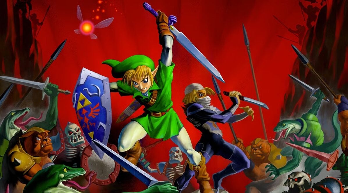 Link and Shiek fight monsters.