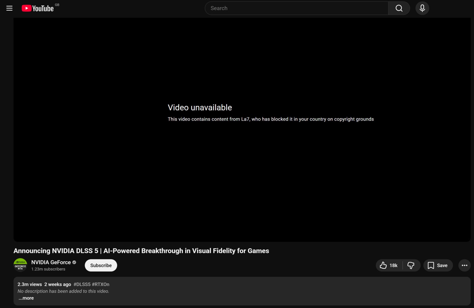Nvidia's Dlss 5 Announcement Video, Blocked On Youtube