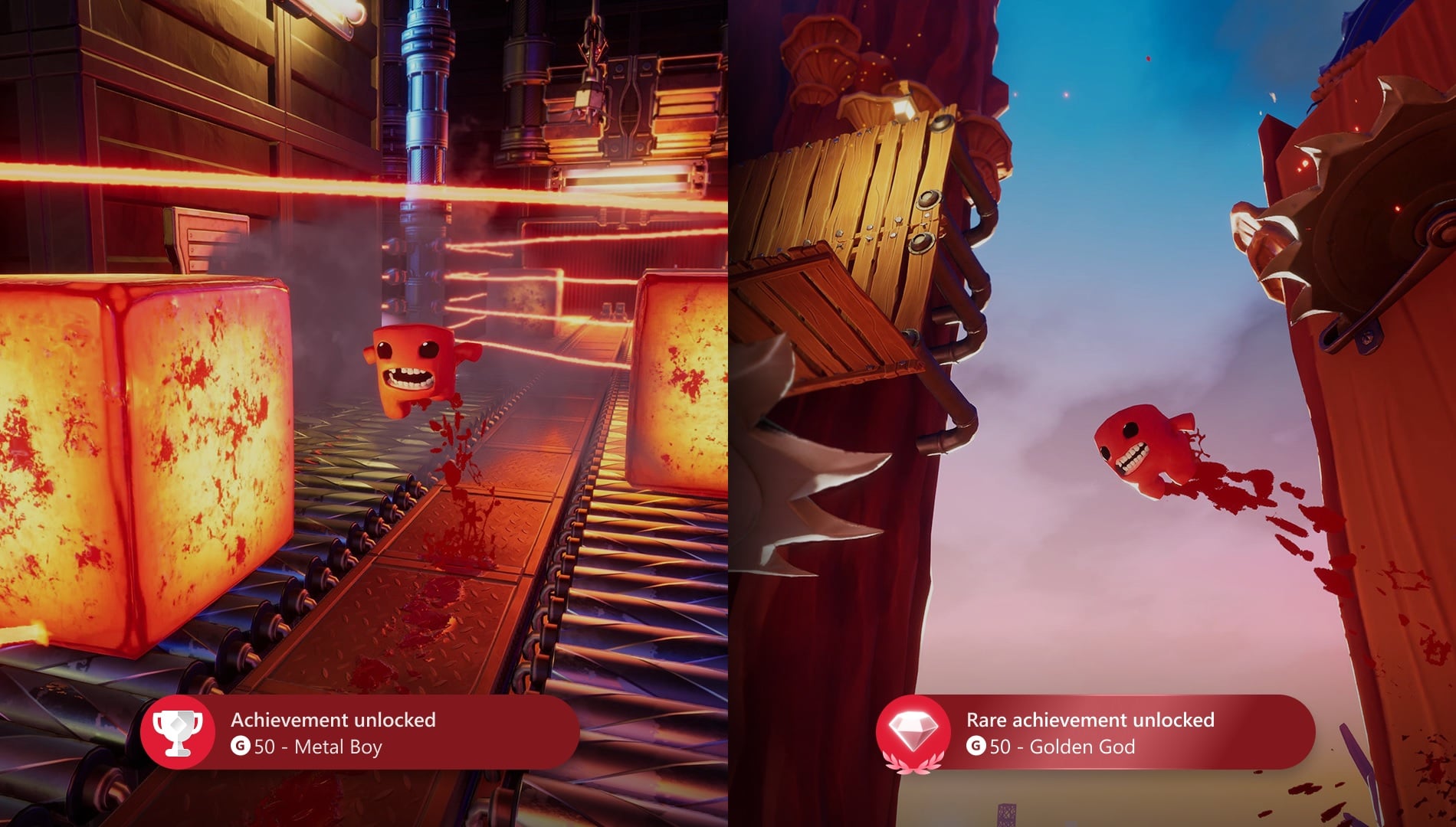 Side-by-side comparisons show upgrades to Xbox achievements.