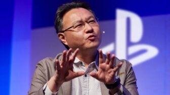 Shuhei Yoshida talks on stage at a PlayStation even.